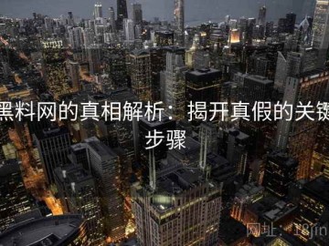 黑料网的真相解析：揭开真假的关键步骤